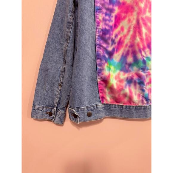 AC/DC Denim Jacket Tie-Dye Back Button Closure Size XL - Picture 2 of 5